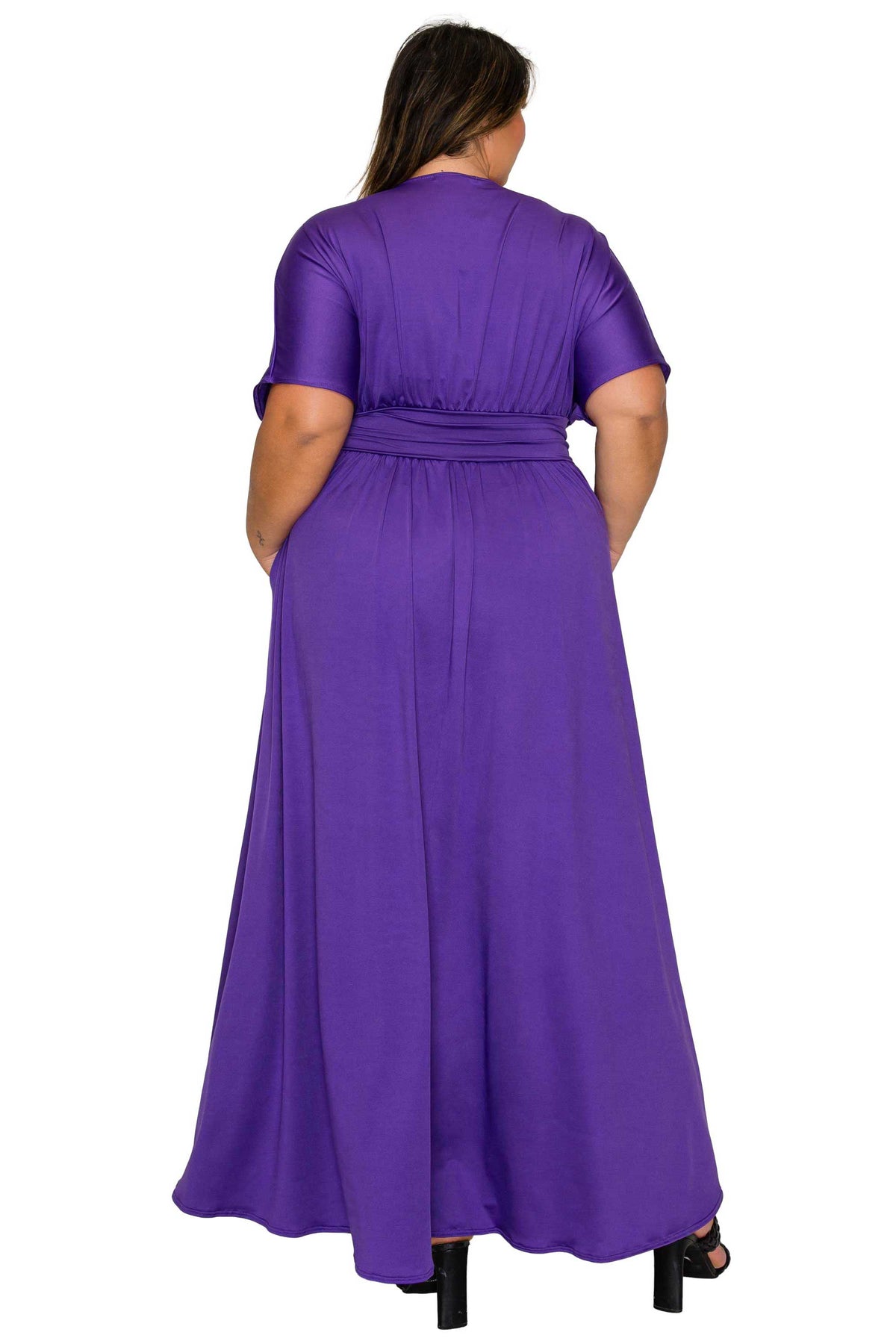 L I V D Women's Plus Size Raffi Empire Waist Pocket Maxi Dress