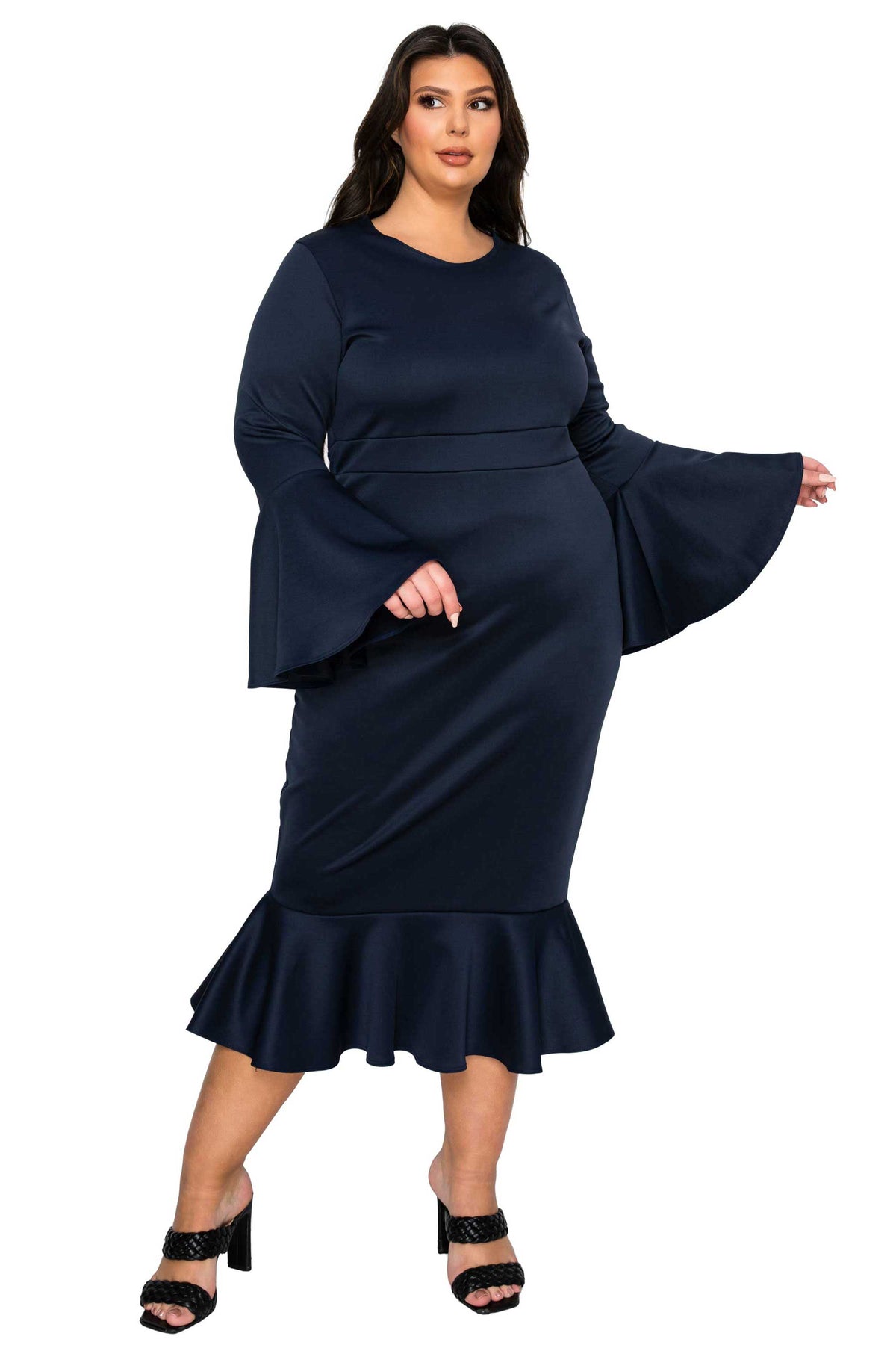L I V D Women's Plus Size Sabrina Mermaid Hem Dress