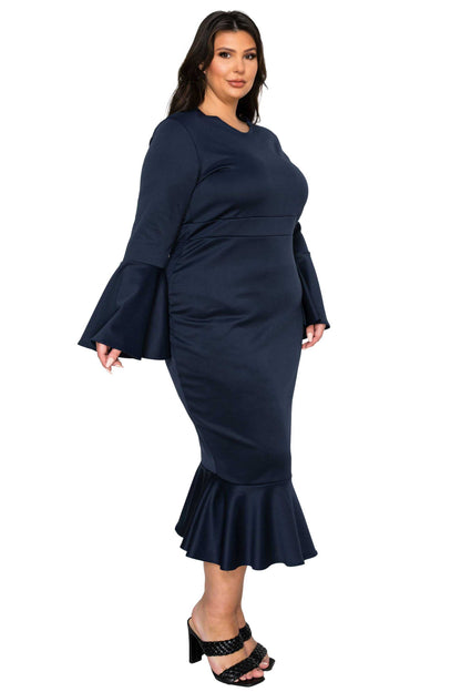 L I V D Women's Plus Size Sabrina Mermaid Hem Dress