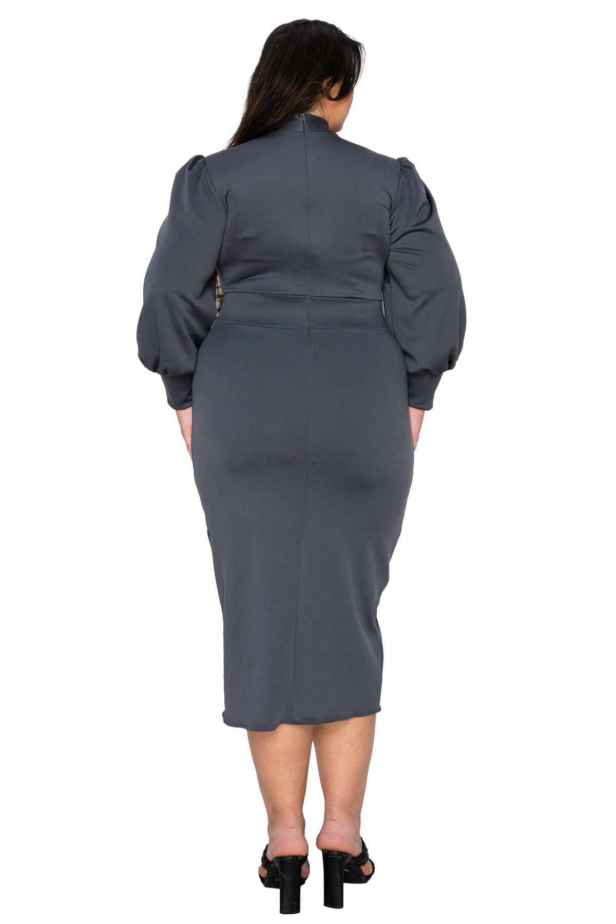 L I V D Women's Plus Size Anastasia Tie Neck Dress