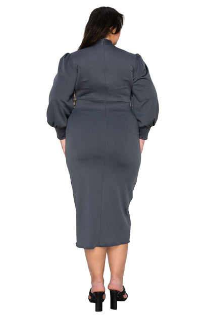 L I V D Women's Plus Size Anastasia Tie Neck Dress