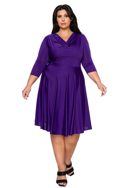 L I V D Women's Plus Size Amoretti Cowl Neck Flare Dress