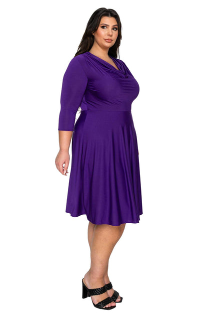 L I V D Women's Plus Size Amoretti Cowl Neck Flare Dress