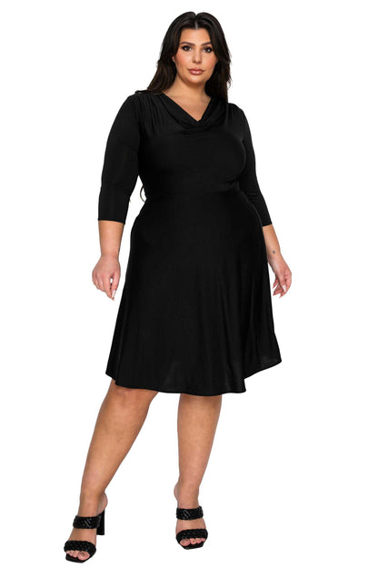 L I V D Women's Plus Size Amoretti Cowl Neck Flare Dress