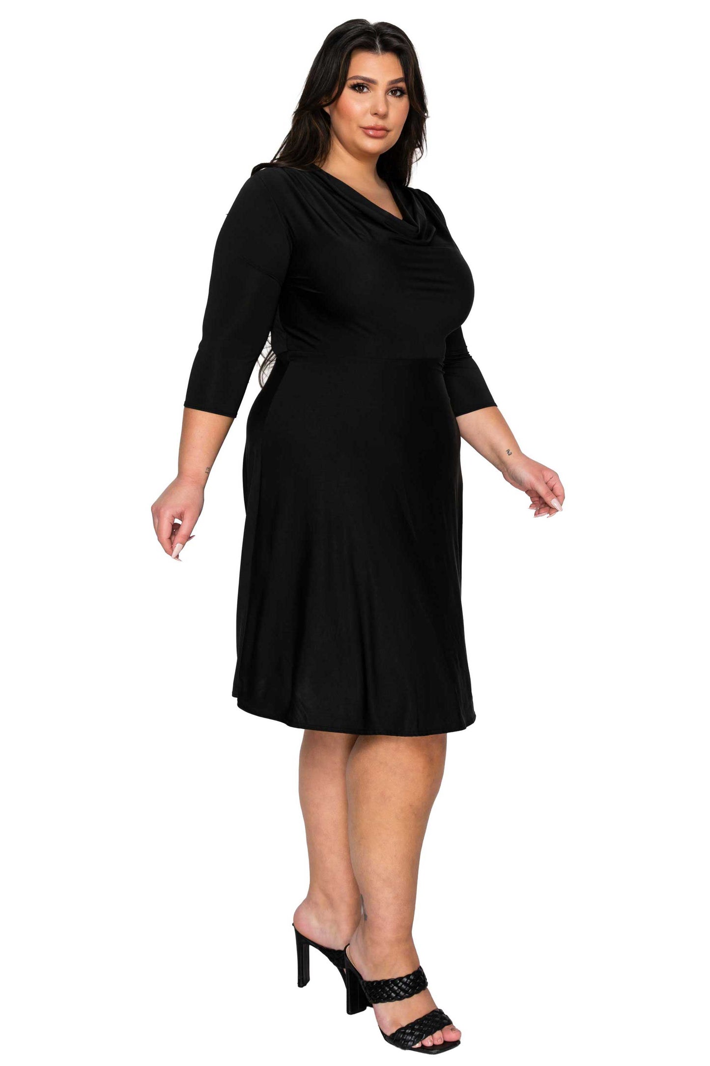 L I V D Women's Plus Size Amoretti Cowl Neck Flare Dress