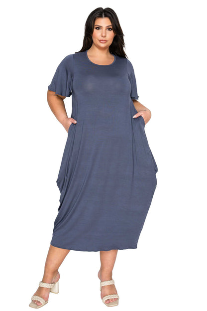 L I V D Women's Plus Size Liz Flutter Sleeve Pocket Dress