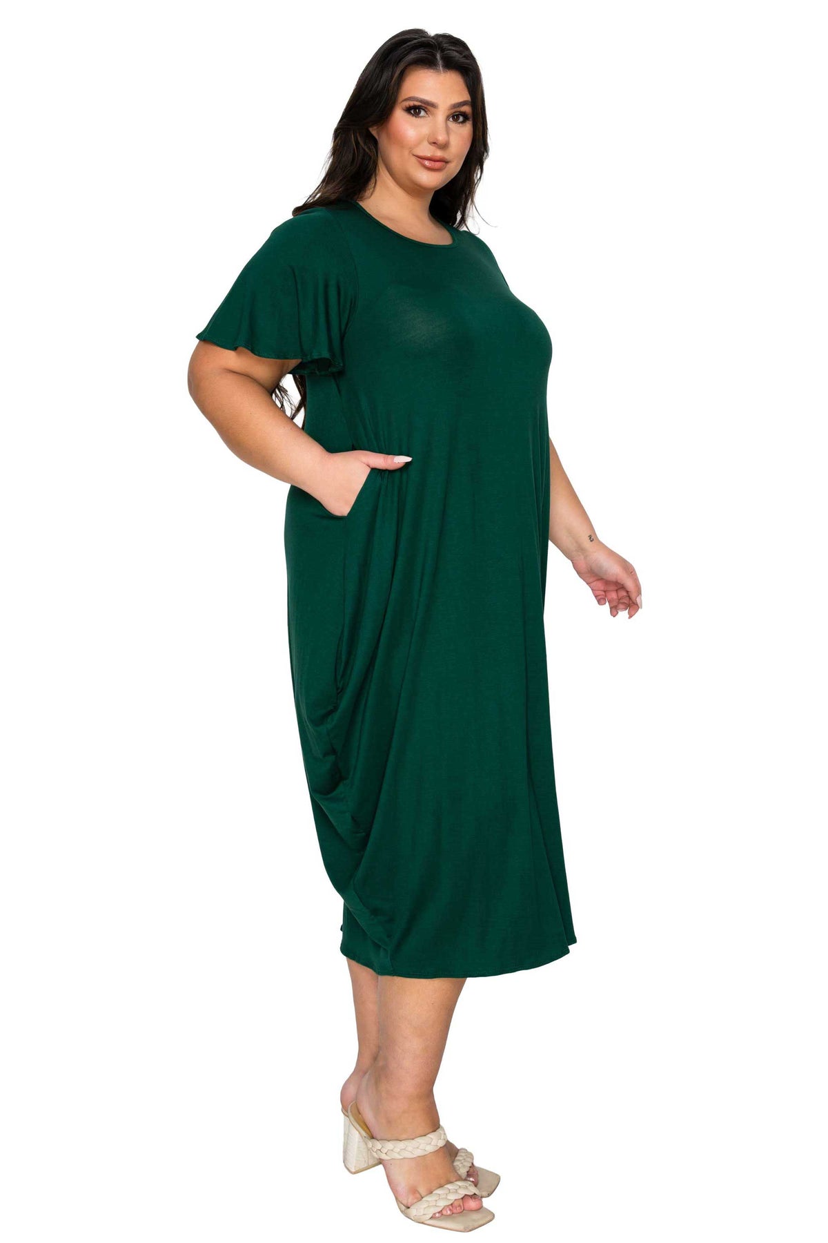 L I V D Women's Plus Size Liz Flutter Sleeve Pocket Dress