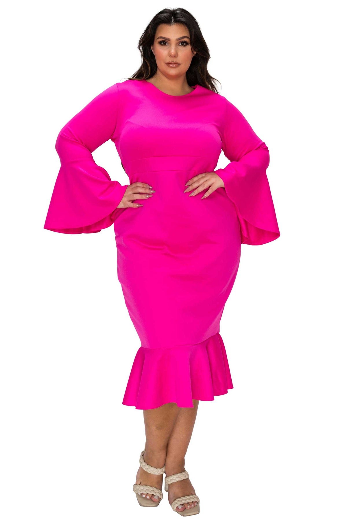 L I V D Women's Plus Size Sabrina Mermaid Hem Dress