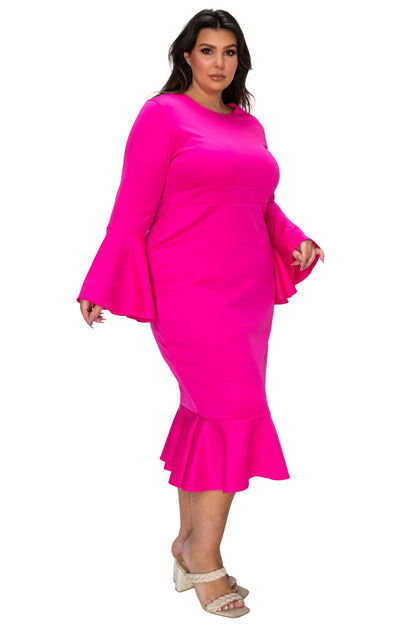 L I V D Women's Plus Size Sabrina Mermaid Hem Dress