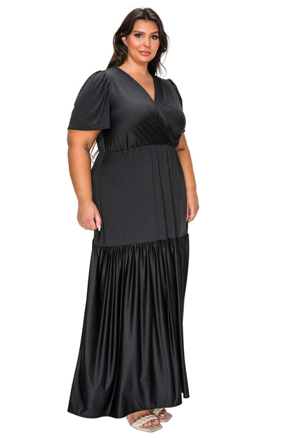 L I V D Women's Plus Size Violetta Tiered Surplice Dress