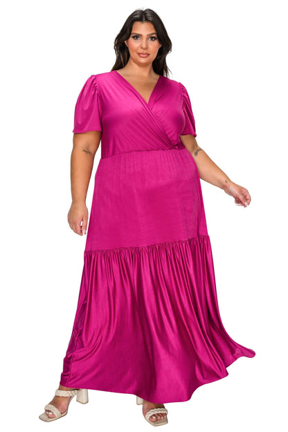 L I V D Women's Plus Size Violetta Tiered Surplice Dress