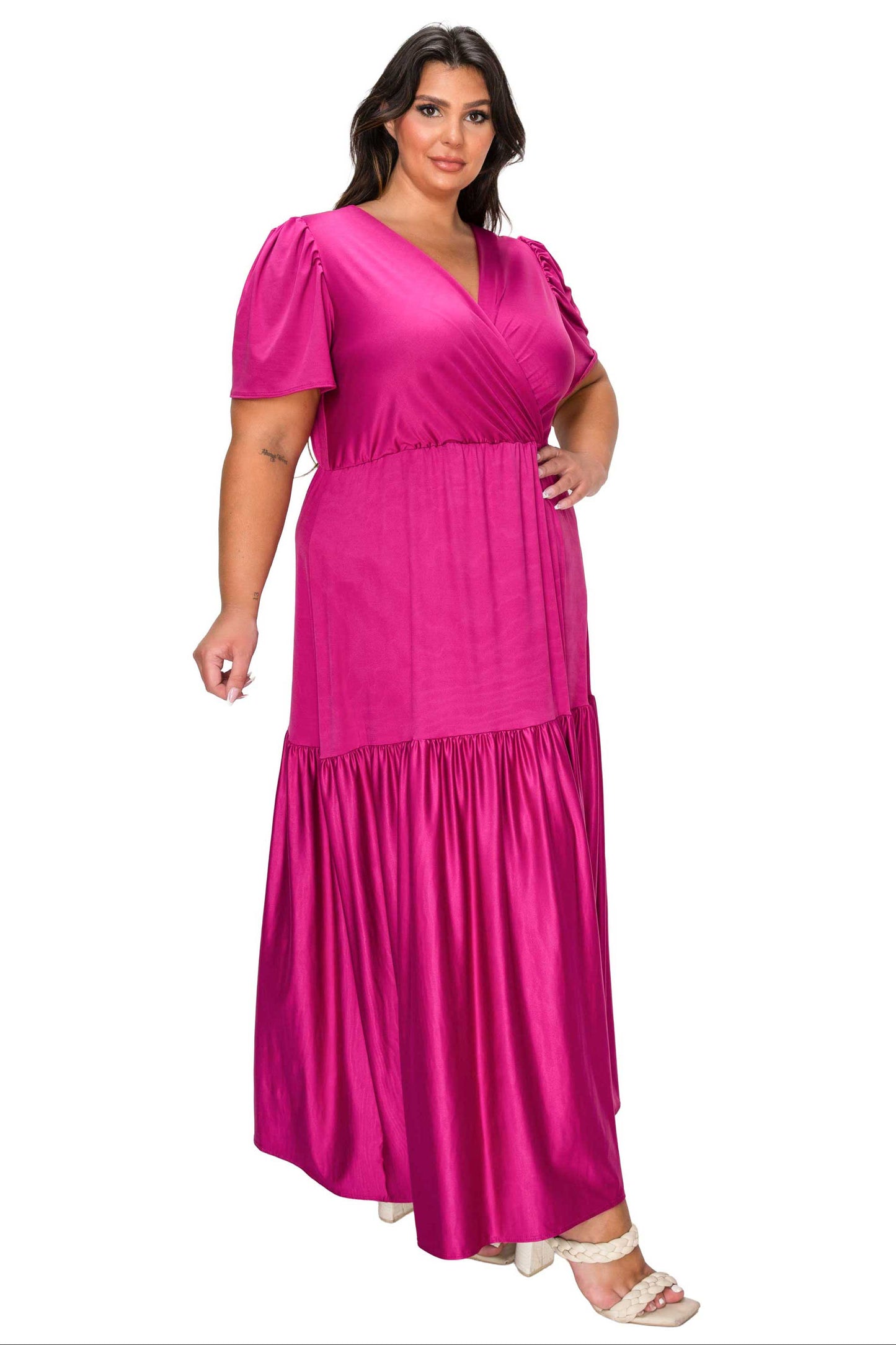 L I V D Women's Plus Size Violetta Tiered Surplice Dress