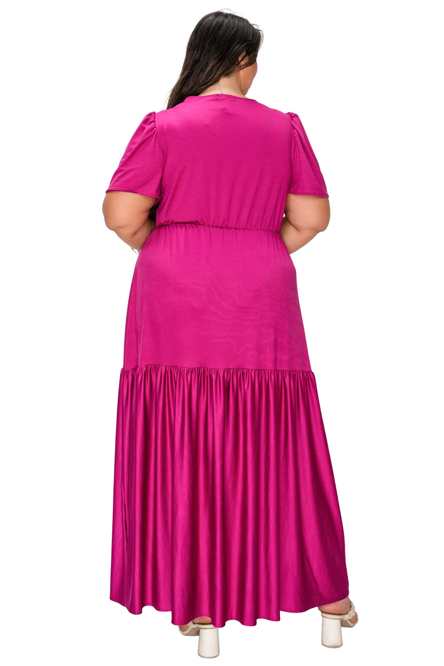 L I V D Women's Plus Size Violetta Tiered Surplice Dress