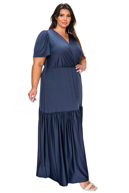 L I V D Women's Plus Size Violetta Tiered Surplice Dress