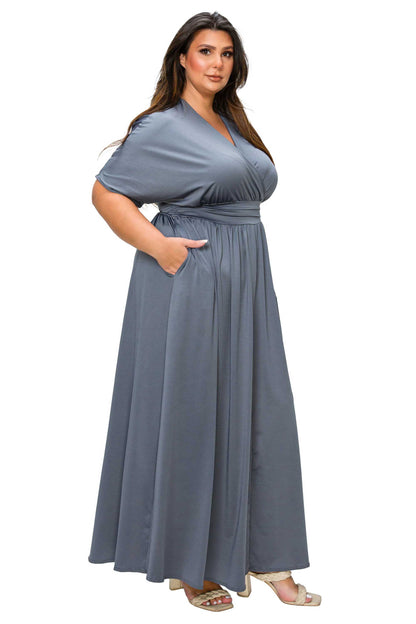 L I V D Women's Plus Size Raffi Empire Waist Pocket Maxi Dress