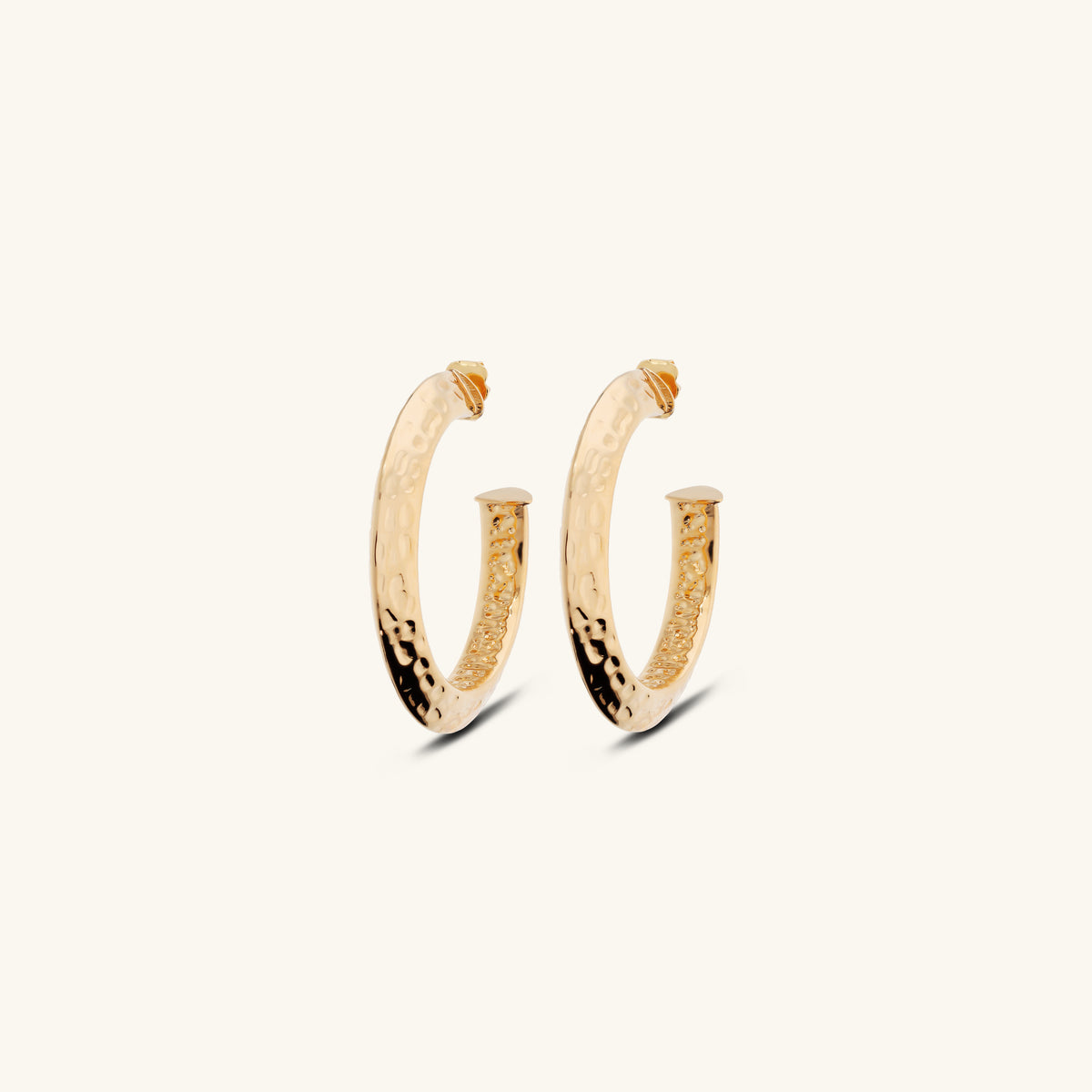Toscana Italiana 18K Gold Plated Hammered Knife Edge J-Hoop Earrings
