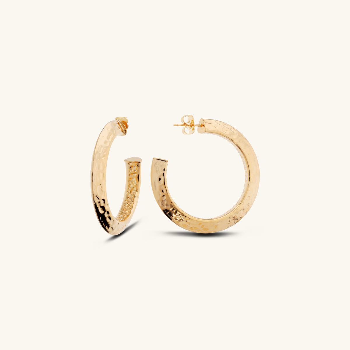 Toscana Italiana 18K Gold Plated Hammered Knife Edge J-Hoop Earrings