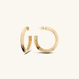 Toscana Italiana 18K Gold Plated Hammered Knife Edge J-Hoop Earrings