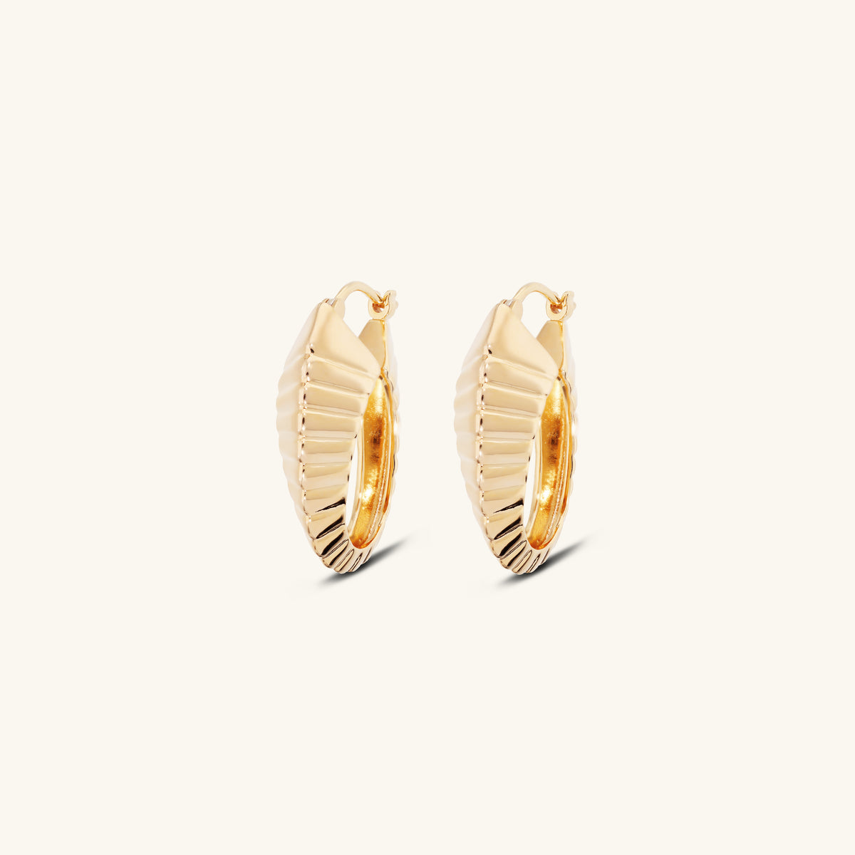 Toscana Italiana 18K Gold Plated Textured Torchon Tapered Hoop Earrings
