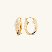 Toscana Italiana 18K Gold Plated Textured Torchon Tapered Hoop Earrings
