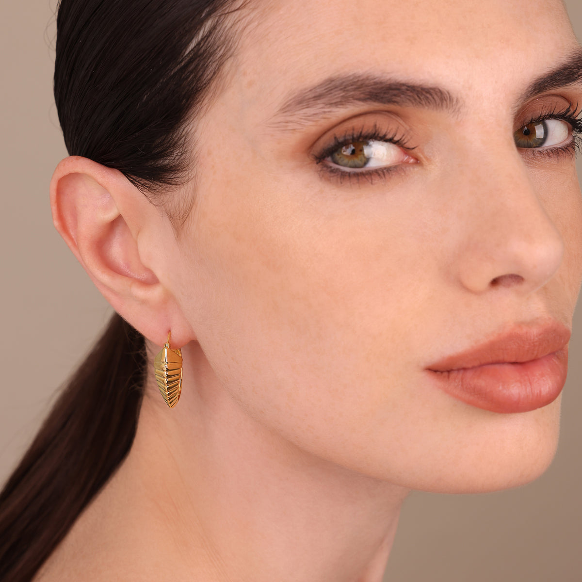 Toscana Italiana 18K Gold Plated Textured Torchon Tapered Hoop Earrings