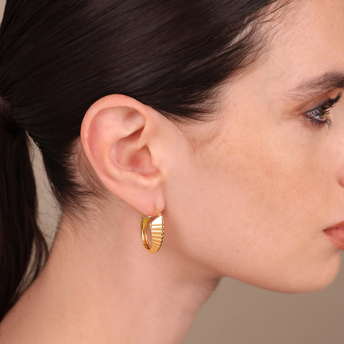Toscana Italiana 18K Gold Plated Textured Torchon Tapered Hoop Earrings