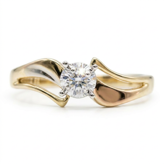 10K Gold 0.05ctw Diamond Modern Wrap Solitaire Ring