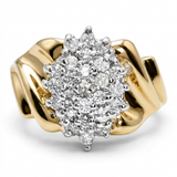 14K Gold 0.50ctw Diamond Pave Torchon Band Waterfall Ring