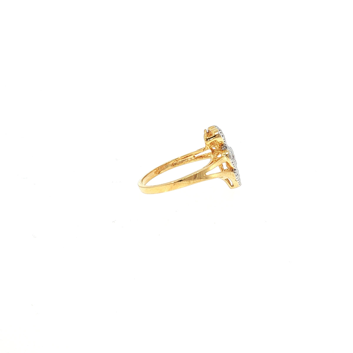 Gold Plated Diamond Accented Cascading Hearts Ring