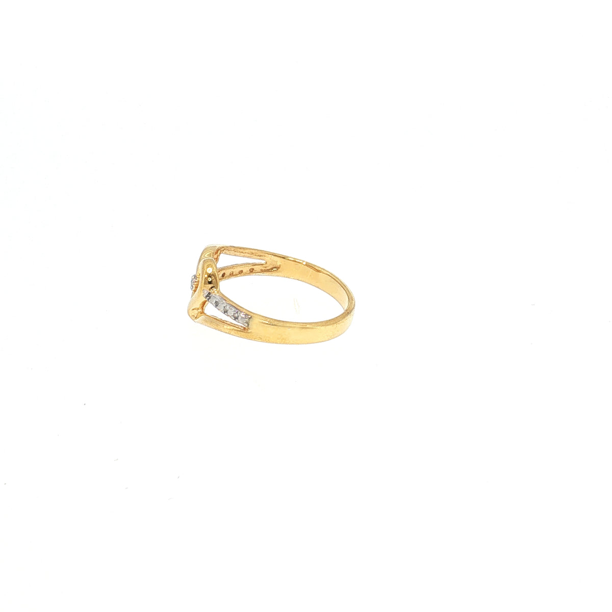 Gold Plated Diamond Accented Center Heart Ring