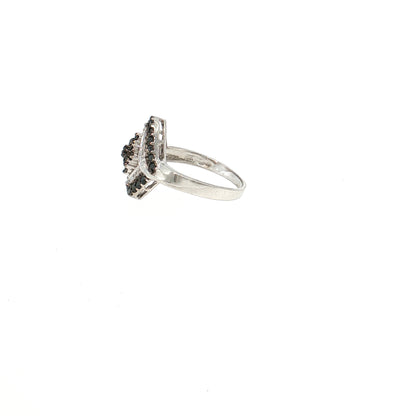 Sterling Silver 0.50ctw Black & White Diamond Wrap Ring