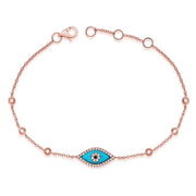 Sabrina Designs 14K Gold Turquoise & Diamond Evil Eye Station Bracelet