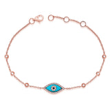 Sabrina Designs 14K Gold Turquoise & Diamond Evil Eye Station Bracelet