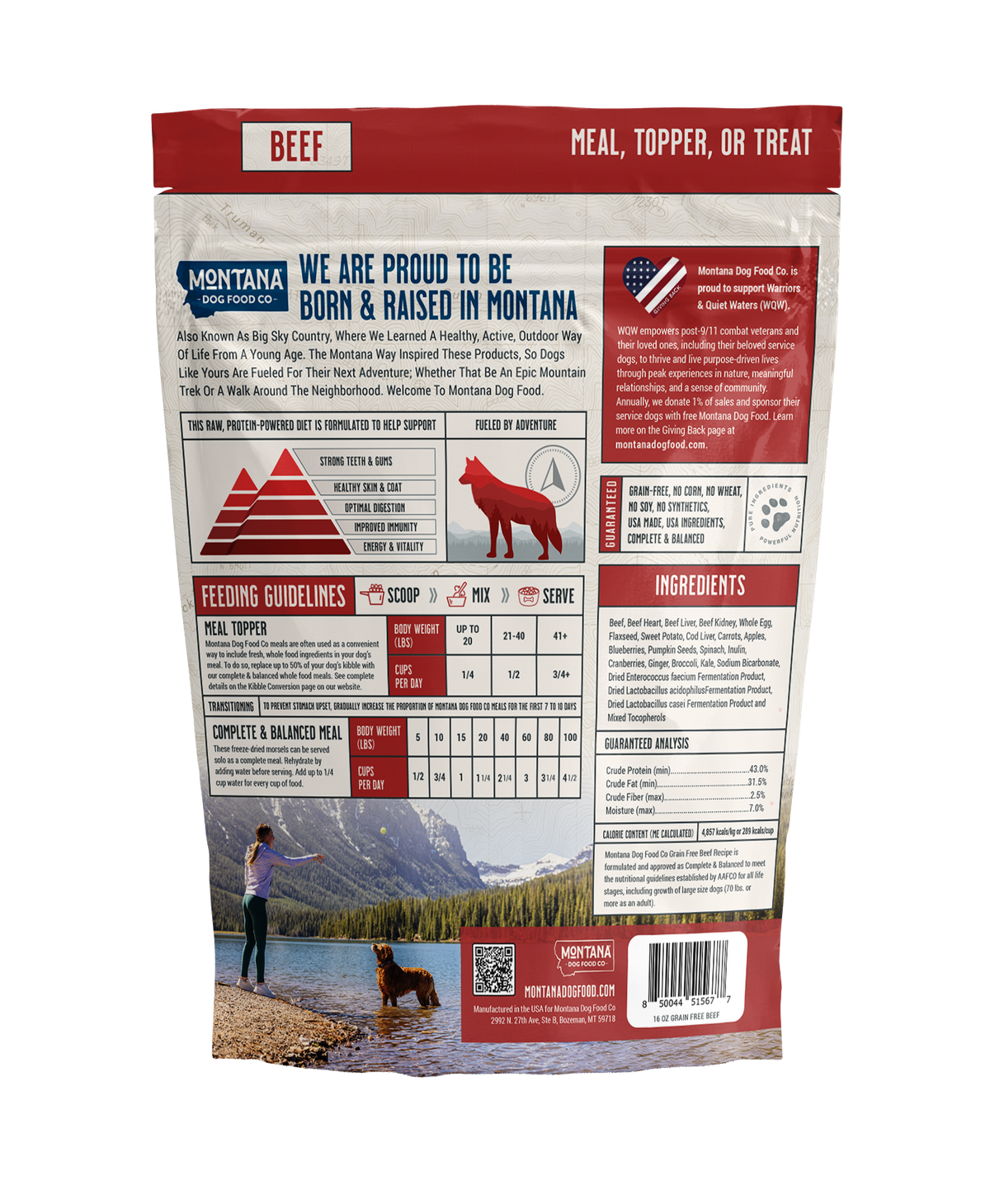Montana Dog Food Co Grain-Free Beef Freeze-Dried Adventure Fuel Dog Food
