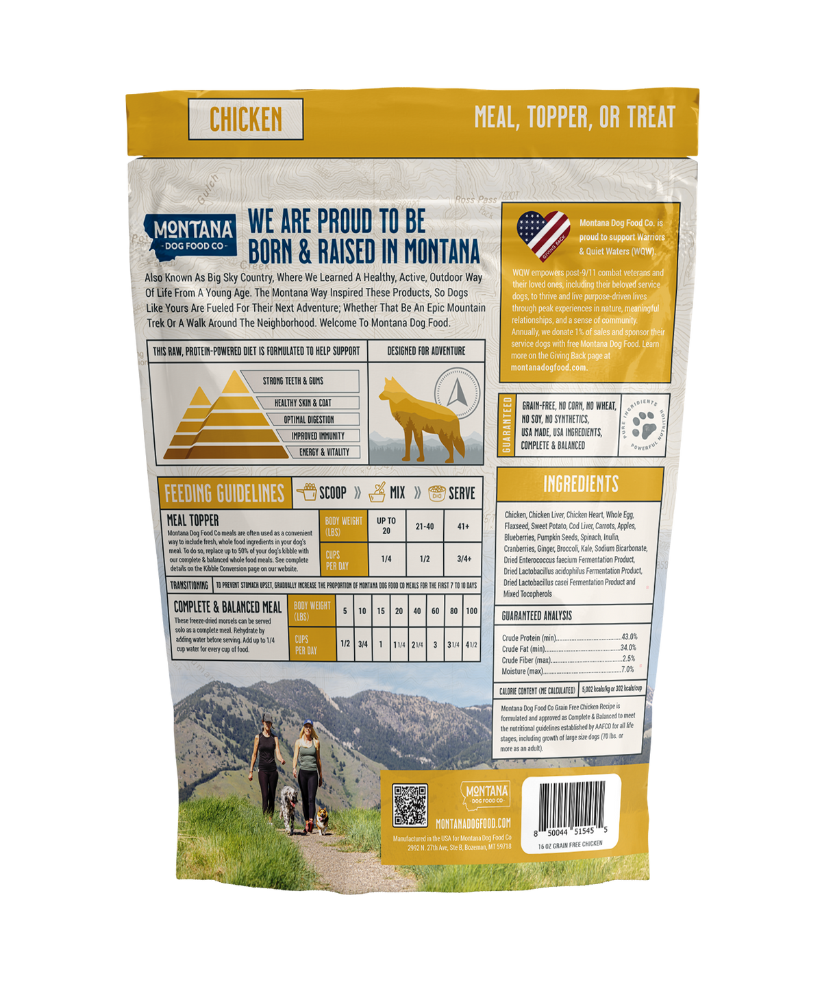 Montana Dog Food Co Grain-Free Chicken Freeze-Dried Adventure Fuel Dog Food
