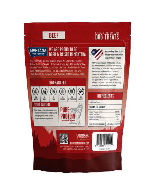 Montana Dog Food Co Beef Heart Freeze-Dried Dog Treats 3oz