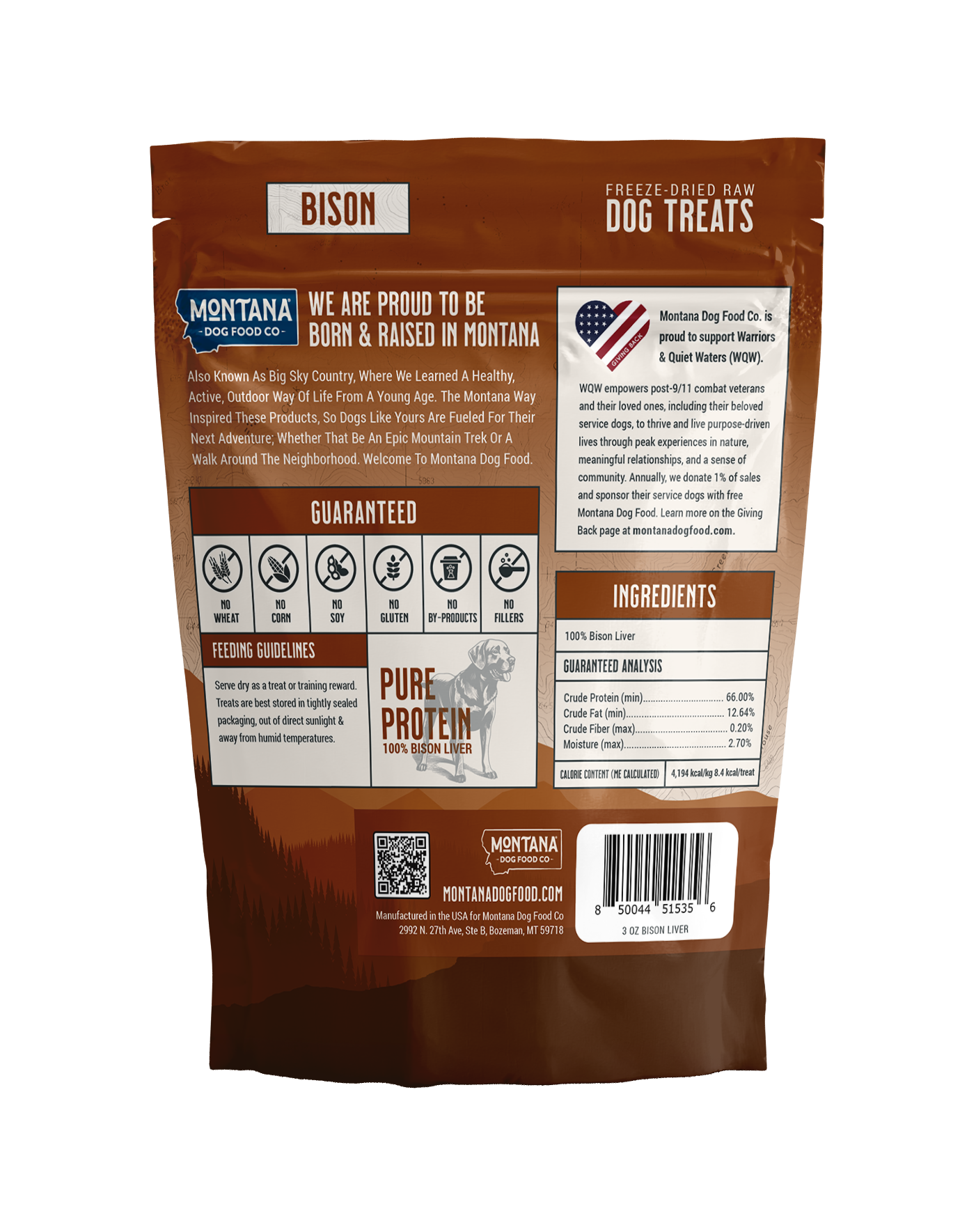 Montana Dog Food Co Bison Liver Freeze-Dried Dog Treats 3oz