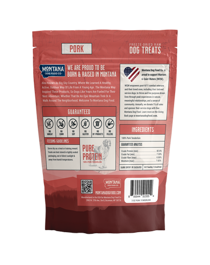 Montana Dog Food Co Pork Tenderloin Freeze-Dried Dog Treats 3oz