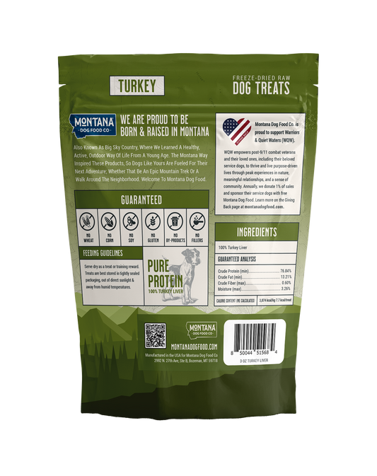 Montana Dog Food Co Turkey Liver Freeze-Dried Dog Treats 3oz