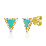 Sabrina Designs 14K Gold Turquoise & Diamond Halo Triangle Stud Earrings