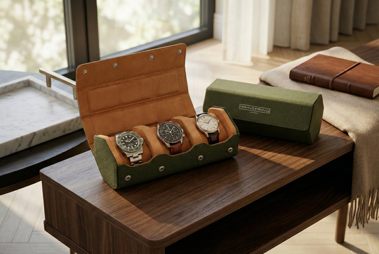 Mainspring Arsenale Esagono 3-Slot Watch Roll