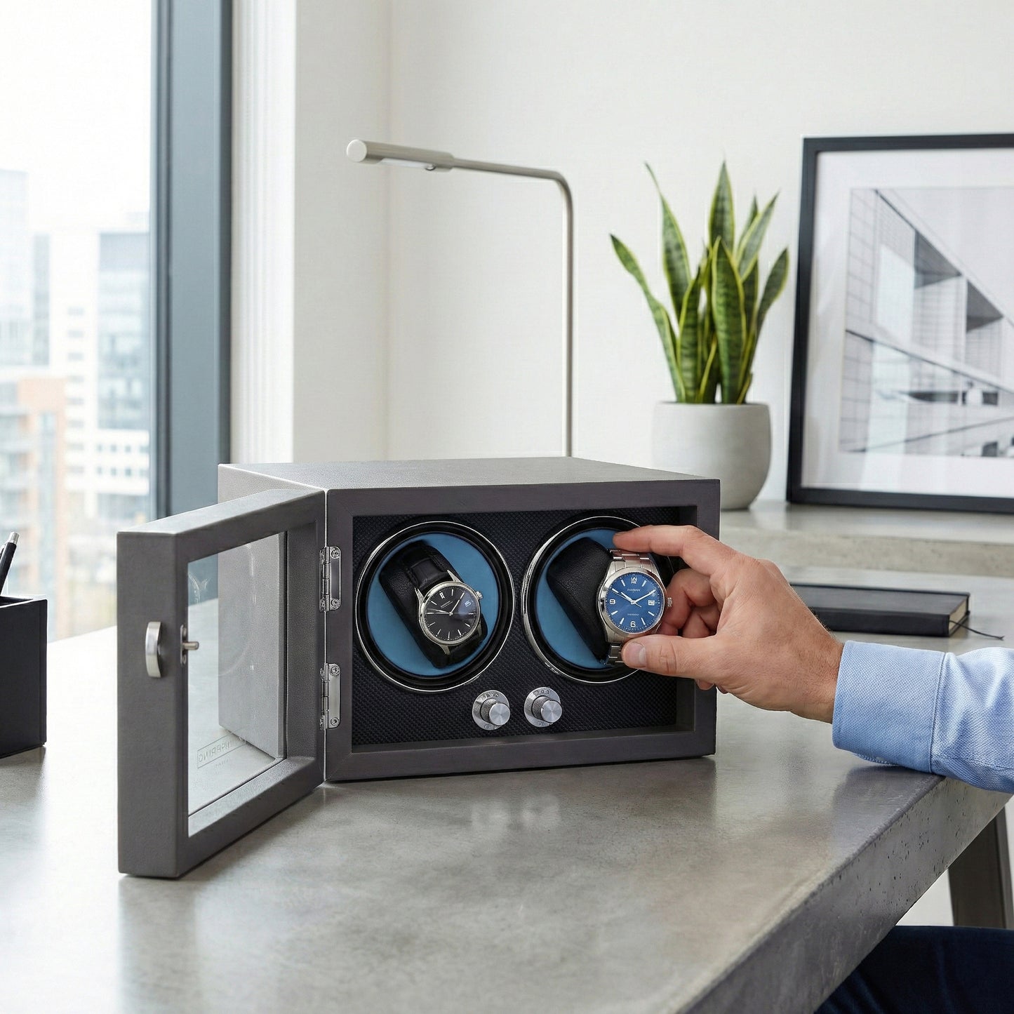 Mainspring Oxford Guardian Choice of Color 2-Slot Watch Winder