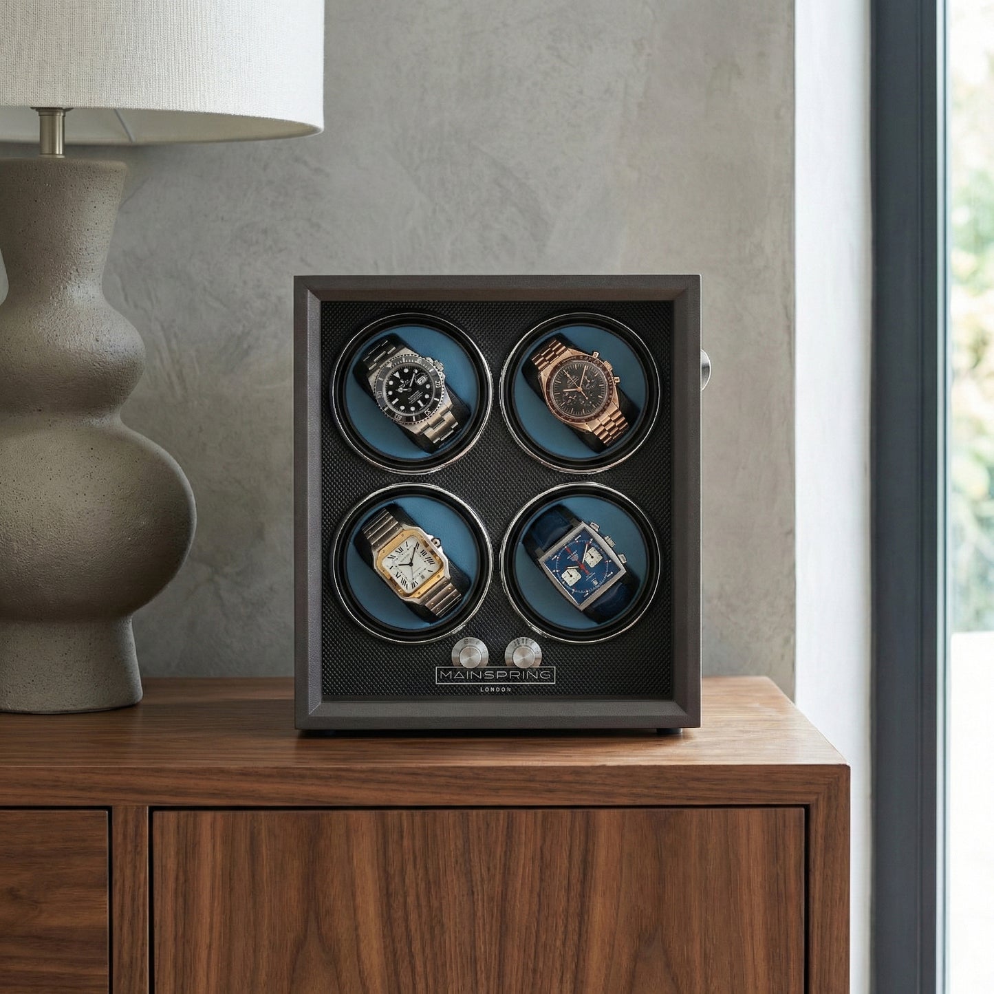 Mainspring Oxford Guardian Choice of Color 4-Slot Watch Winder