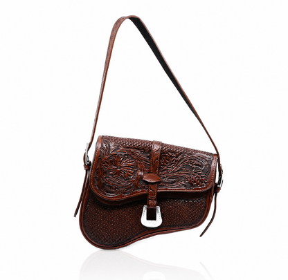 ALLE Media Luna Genuine Hand-Tooled Leather Saddle Bag