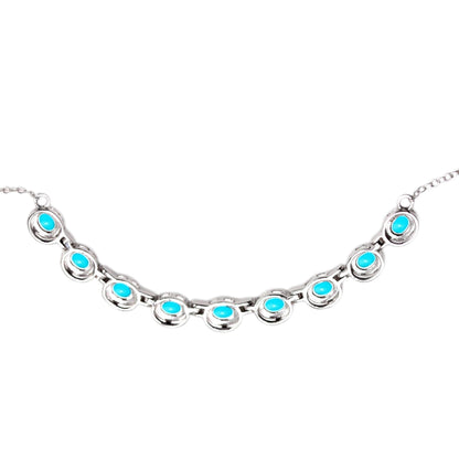 Sterling Silver 4x3mm Sleeping Beauty Turquoise Line 18" Necklace + 2" Extender