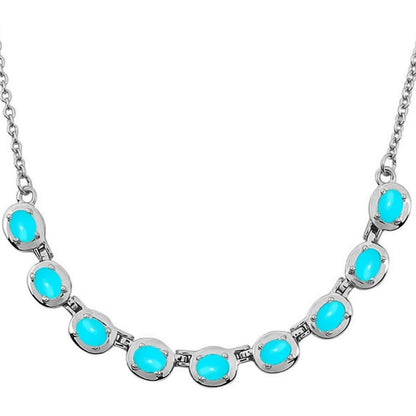 Sterling Silver 4x3mm Sleeping Beauty Turquoise Line 18" Necklace + 2" Extender