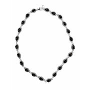 Gem Treasures Sterling Silver 8x6mm Pear-Shaped Black Spinel 18" Line Necklace