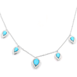 Sterling Silver Sleeping Beauty Turquoise Pear-Shaped 5-Stone Charm Necklace
