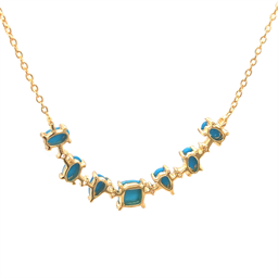 Sterling Silver Sleeping Beauty Turquoise Multi-Shape Line Necklace