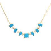 Sterling Silver Sleeping Beauty Turquoise Multi-Shape Line Necklace